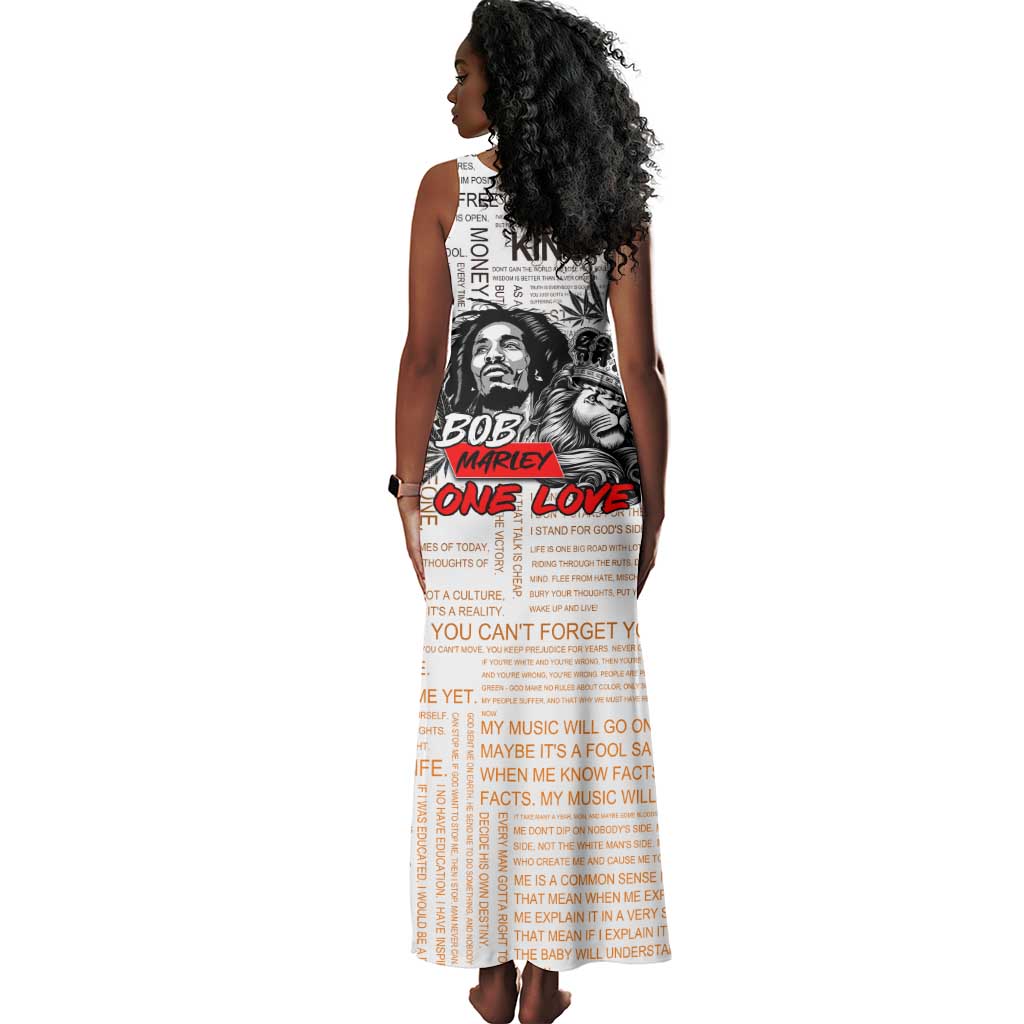 Afro King of Reggae Legend Bob Tank Maxi Dress Rastafari Lion Cannabis Typography Style