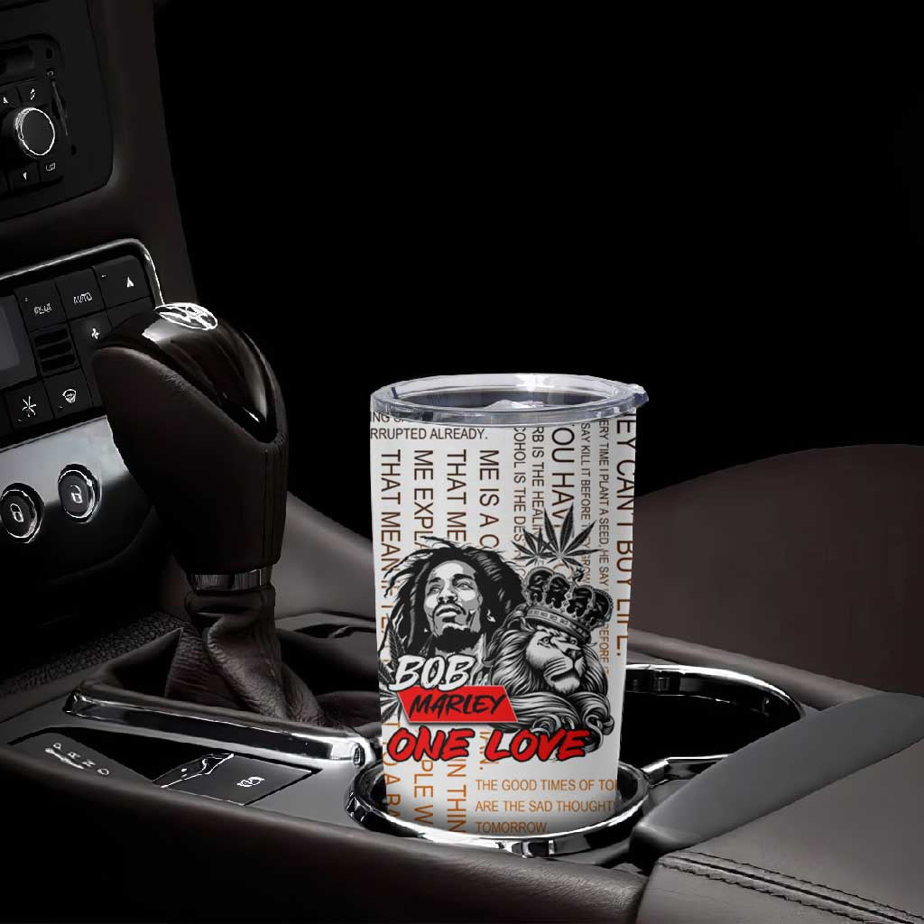 Afro King of Reggae Legend Bob Tumbler Cup Rastafari Lion Cannabis Typography Style