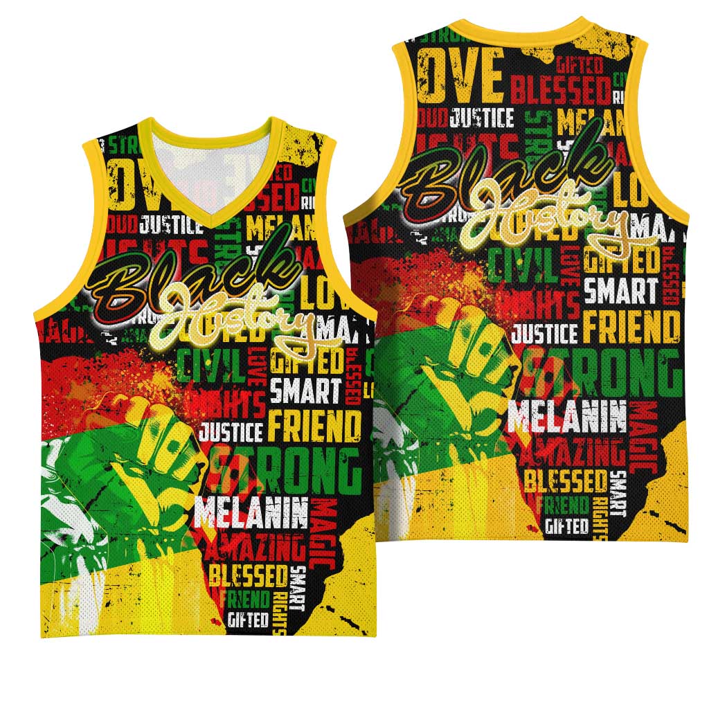 Black History Month Africa Basketball Jersey Strength Love and Justice Typography DT02
