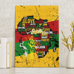 Black History Month Africa Canvas Wall Art Strength Love and Justice Typography