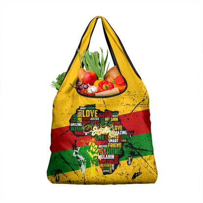 Black History Month Africa Grocery Bag Strength Love and Justice Typography
