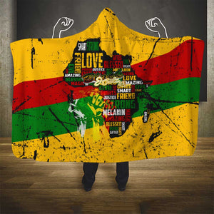 Black History Month Africa Hooded Blanket Strength Love and Justice Typography