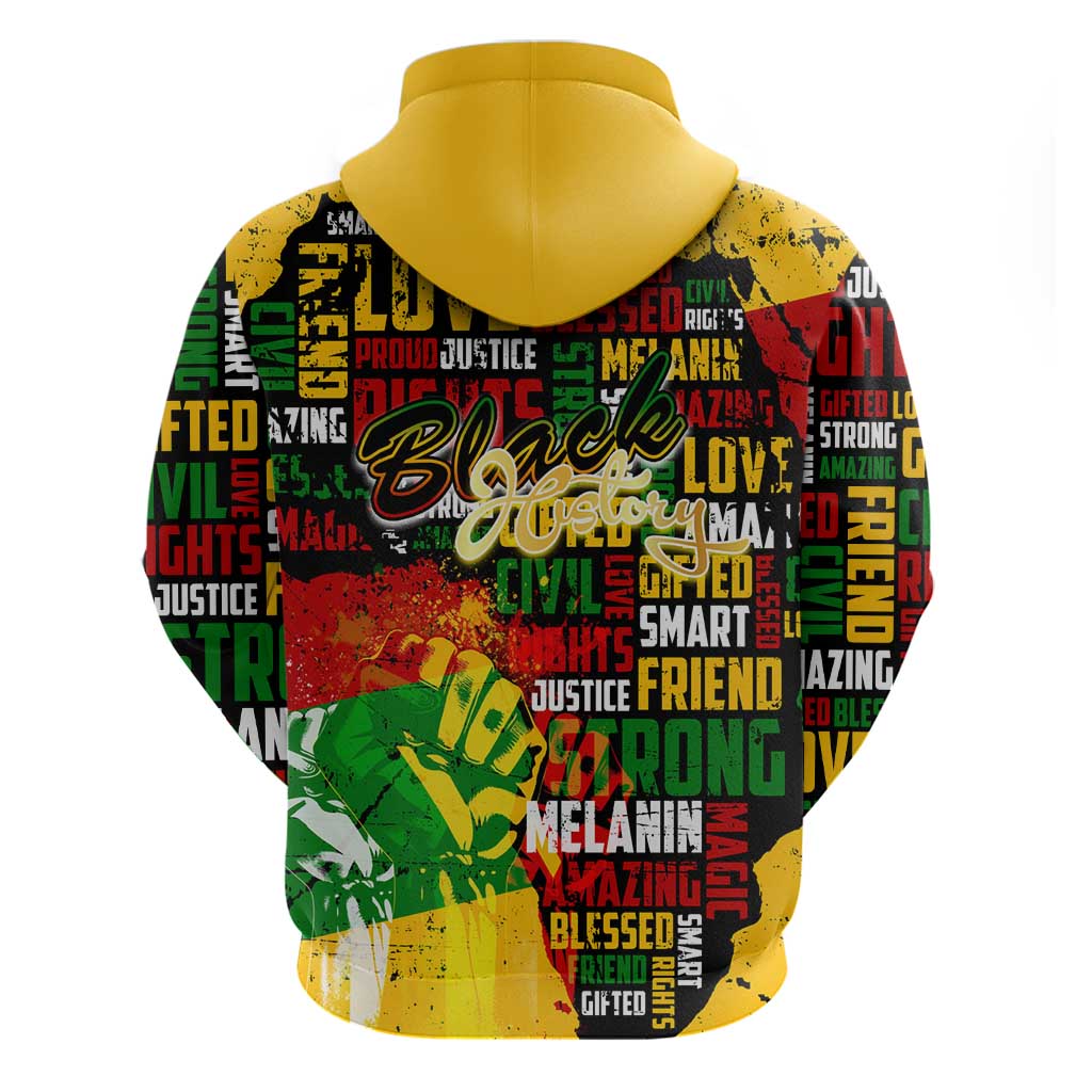Black History Month Africa Hoodie Strength Love and Justice Typography
