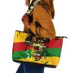 Black History Month Africa Leather Tote Bag Strength Love and Justice Typography
