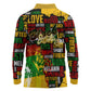 Black History Month Africa Long Sleeve Polo Shirt Strength Love and Justice Typography