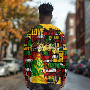 Black History Month Africa Long Sleeve Shirt Strength Love and Justice Typography