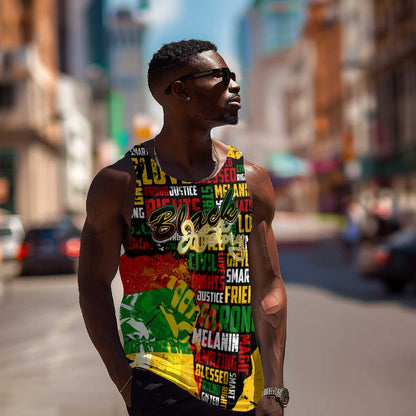 Black History Month Africa Men Tank Top Strength Love and Justice Typography