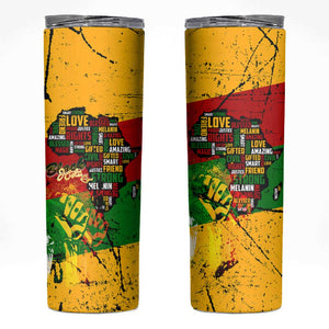 Black History Month Africa Skinny Tumbler Strength Love and Justice Typography