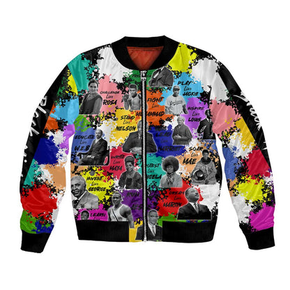 Black History Month African American Bomber Jacket Paint Splashes