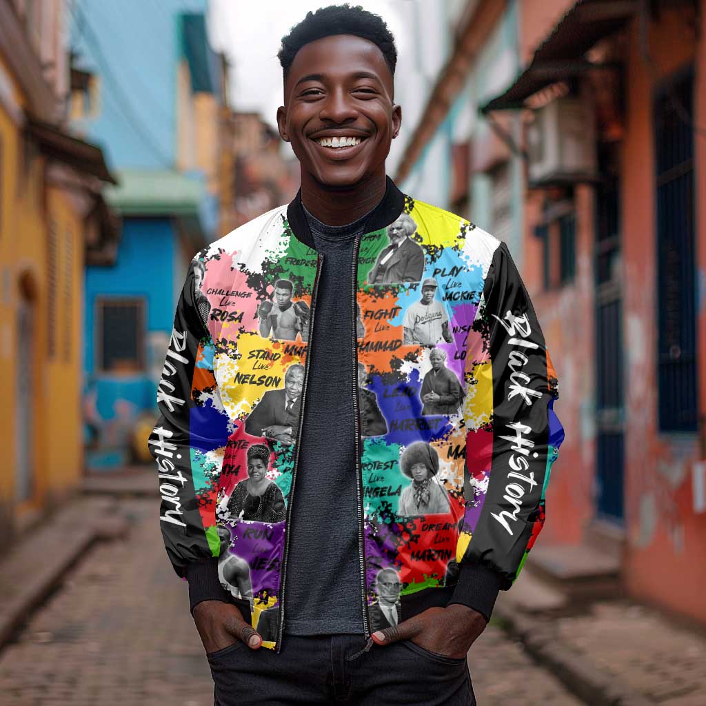 Black History Month African American Bomber Jacket Paint Splashes