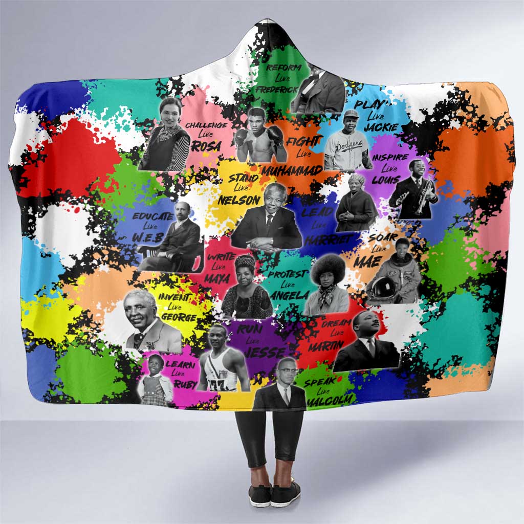 Black History Month African American Hooded Blanket Paint Splashes