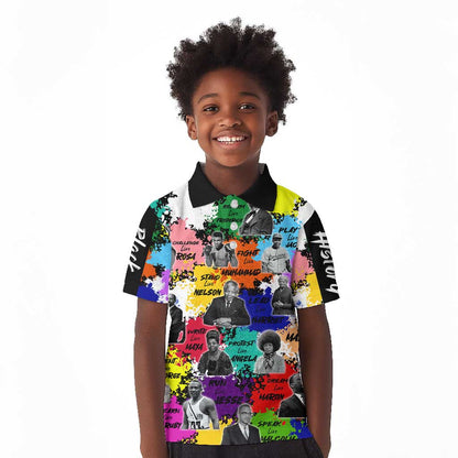Black History Month African American Kid Polo Shirt Paint Splashes