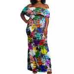 Black History Month African American Off Shoulder Maxi Dress Paint Splashes