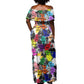 Black History Month African American Off Shoulder Maxi Dress Paint Splashes