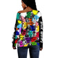 Black History Month African American Off Shoulder Sweater Paint Splashes