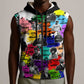 Black History Month African American Sleeveless Zip Hoodie Paint Splashes - African Pride