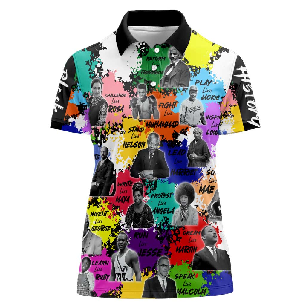 Black History Month African American Women Polo Shirt Paint Splashes