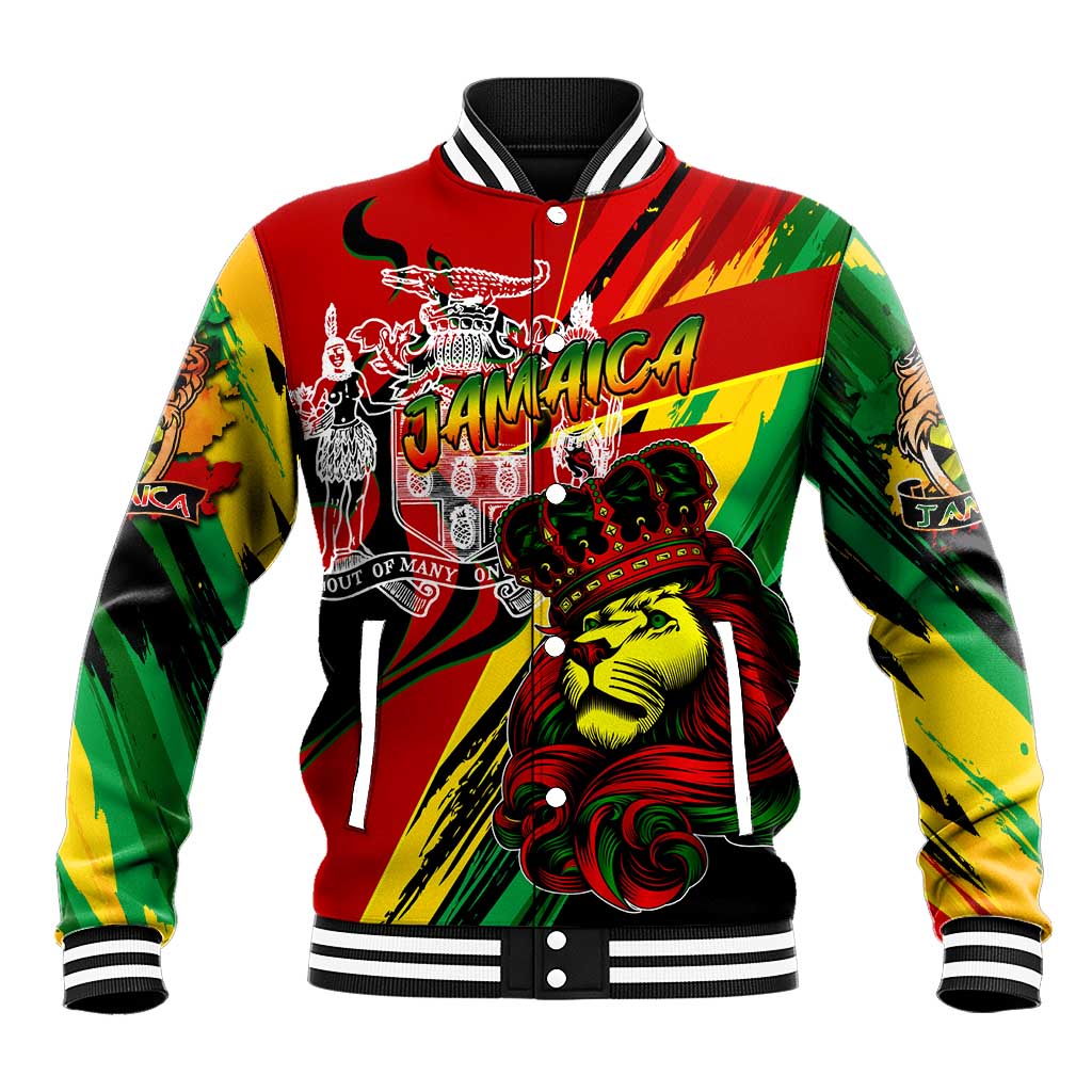 Afro Jamaica Lion Baseball Jacket Coat Of Arms Rastafarianism