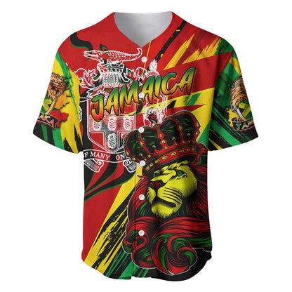 Afro Jamaica Lion Baseball Jersey Coat Of Arms Rastafarianism