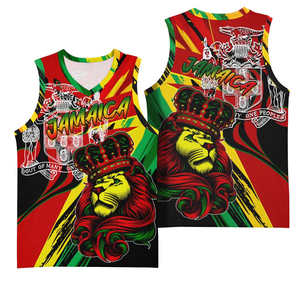 Afro Jamaica Lion Basketball Jersey Coat Of Arms Rastafarianism DT02