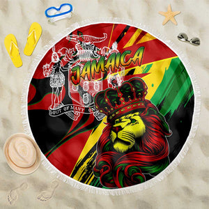 Afro Jamaica Lion Beach Blanket Coat Of Arms Rastafarianism