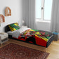 Afro Jamaica Lion Bedding Set Coat Of Arms Rastafarianism