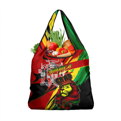 Afro Jamaica Lion Grocery Bag Coat Of Arms Rastafarianism