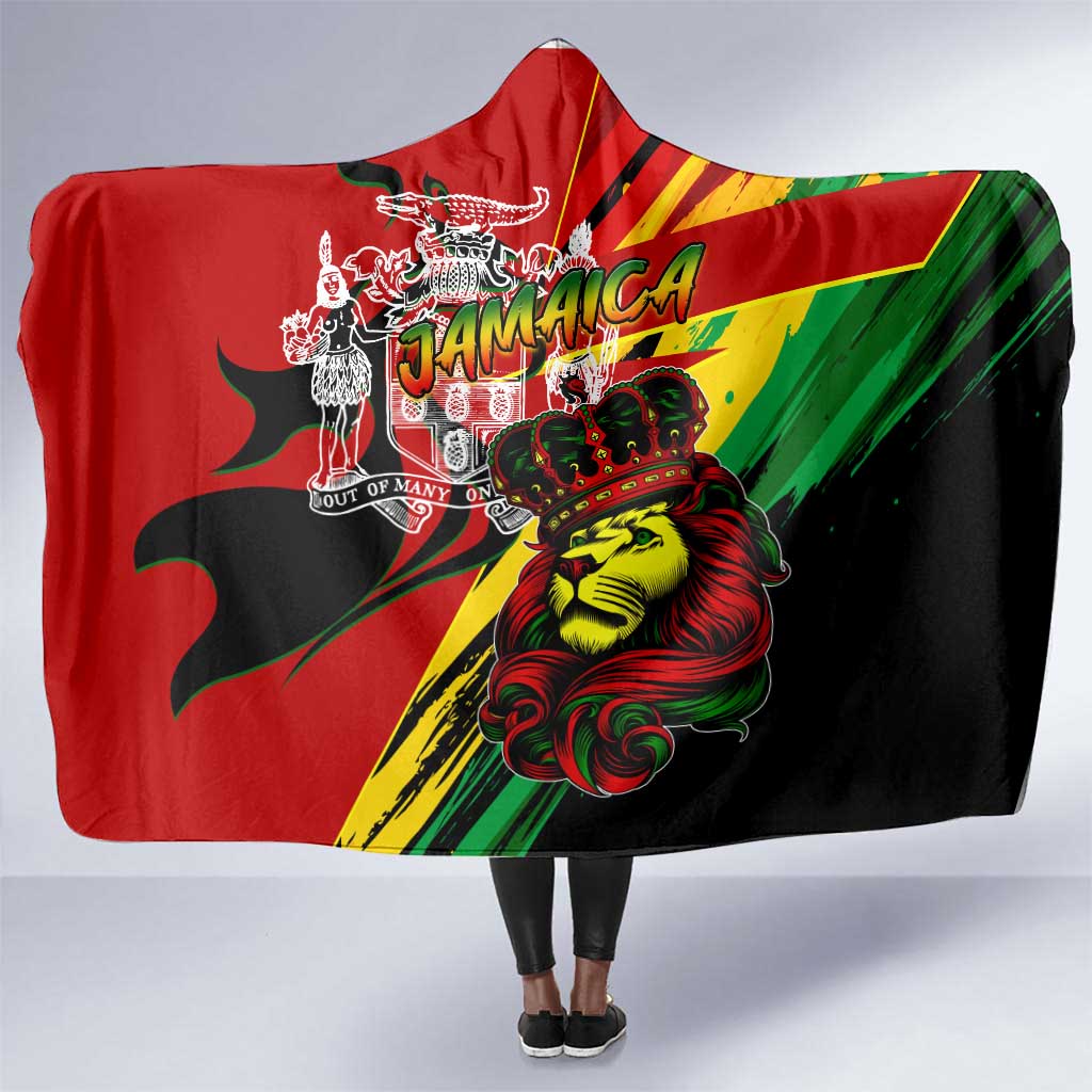 Afro Jamaica Lion Hooded Blanket Coat Of Arms Rastafarianism