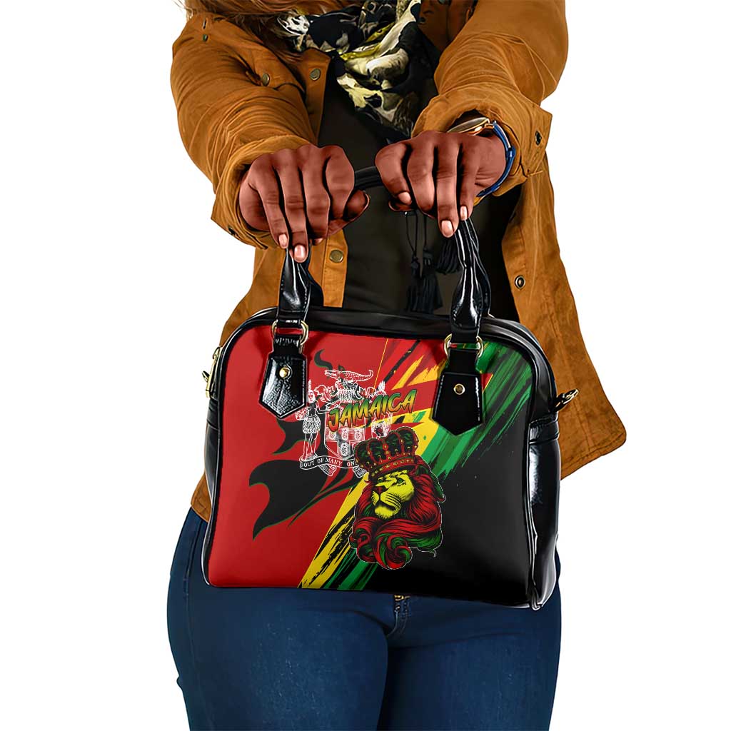 Afro Jamaica Lion Shoulder Handbag Coat Of Arms Rastafarianism