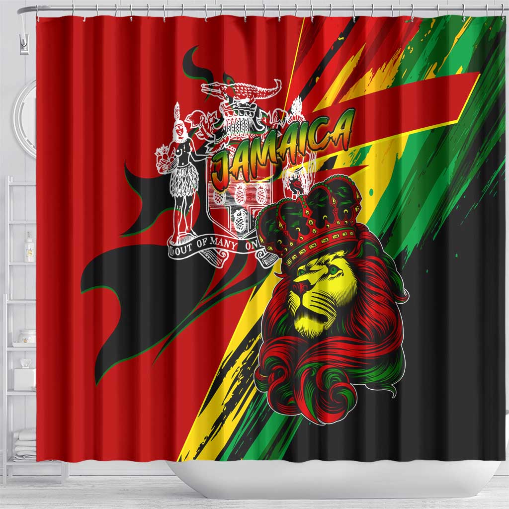 Afro Jamaica Lion Shower Curtain Coat Of Arms Rastafarianism