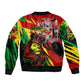 Afro Jamaica Lion Sleeve Zip Bomber Jacket Coat Of Arms Rastafarianism