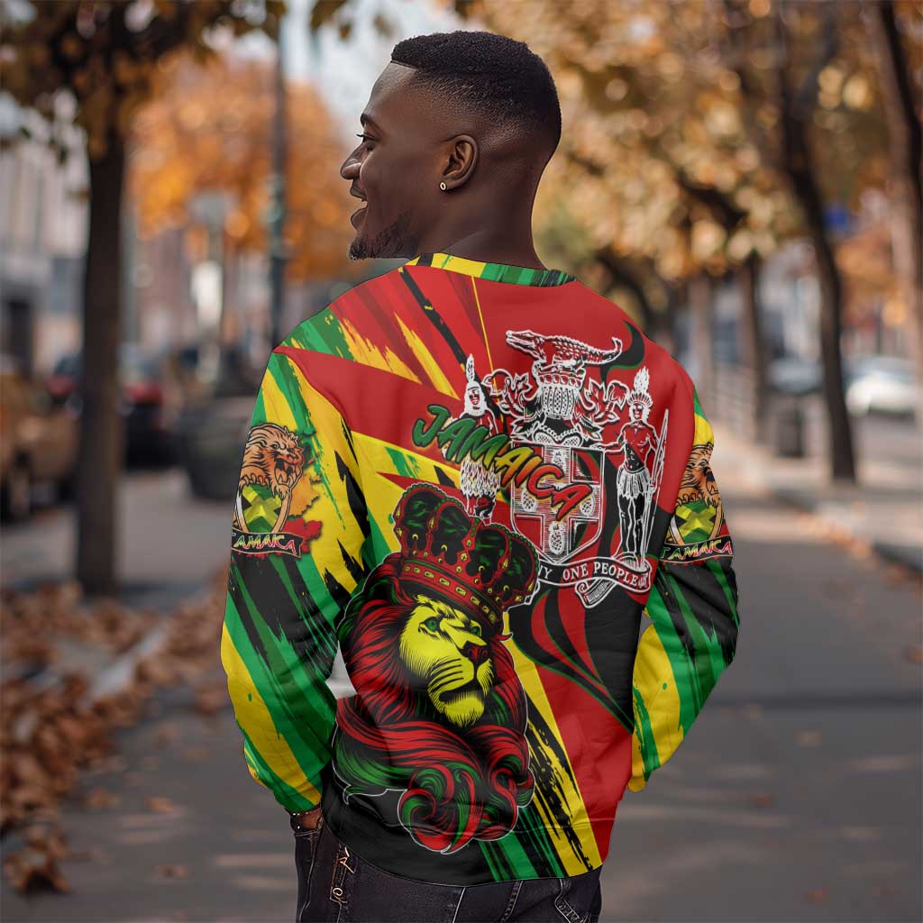 Afro Jamaica Lion Sweatshirt Coat Of Arms Rastafarianism