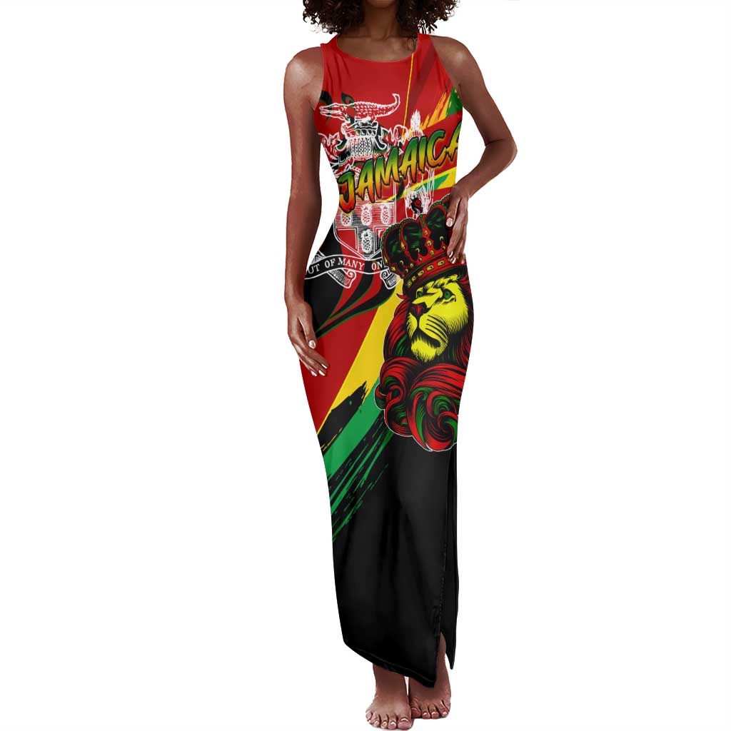 Afro Jamaica Lion Tank Maxi Dress Coat Of Arms Rastafarianism