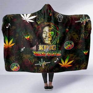 King Of Reggae Legend Bob Hooded Blanket Peace and Love