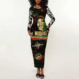 King Of Reggae Legend Bob Long Sleeve Bodycon Dress Peace and Love DT02