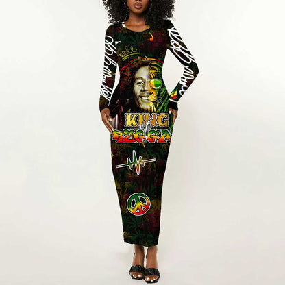 King Of Reggae Legend Bob Long Sleeve Bodycon Dress Peace and Love DT02