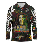 King Of Reggae Legend Bob Long Sleeve Polo Shirt Peace and Love