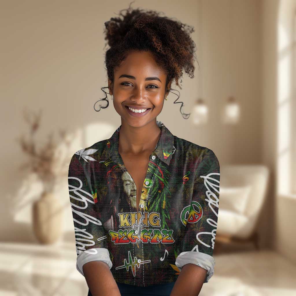 King Of Reggae Legend Bob Women Casual Shirt Peace and Love