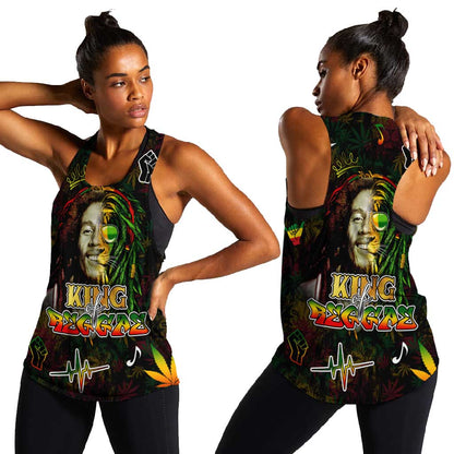 King Of Reggae Legend Bob Women Racerback Tank Peace and Love