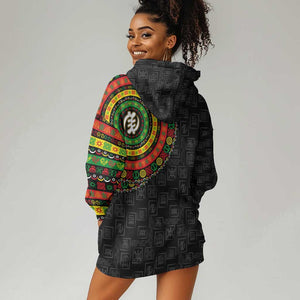 Adinkra Symbols Hoodie Dress African Culture