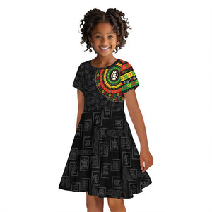 Adinkra Symbols Kid Short Sleeve Dress African Culture