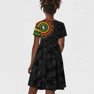 Adinkra Symbols Kid Short Sleeve Dress African Culture