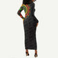 Adinkra Symbols Long Sleeve Bodycon Dress African Culture DT02