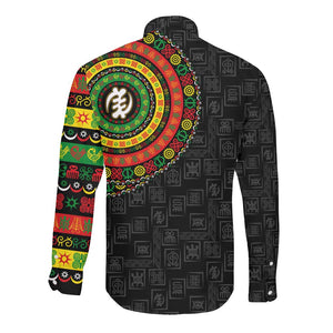 Adinkra Symbols Long Sleeve Button Shirt African Culture