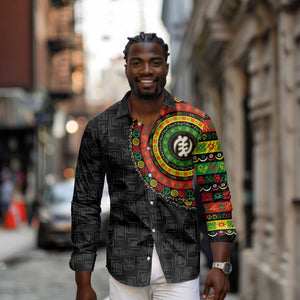 Adinkra Symbols Long Sleeve Button Shirt African Culture