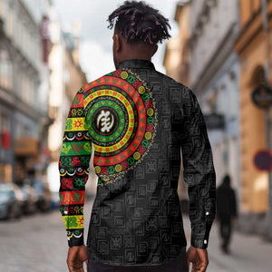 Adinkra Symbols Long Sleeve Button Shirt African Culture