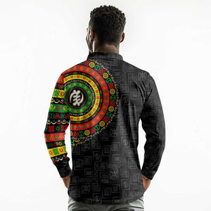 Adinkra Symbols Long Sleeve Polo Shirt African Culture