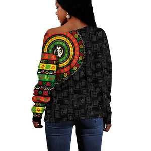 Adinkra Symbols Off Shoulder Sweater African Culture