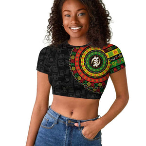 Adinkra Symbols Raglan Cropped T shirt African Culture