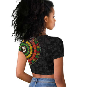 Adinkra Symbols Raglan Cropped T shirt African Culture